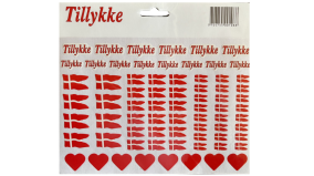 Klistermrker - Flag, Tillykke, Hjerter - 2 stk