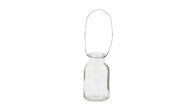 Mini Glas Flaske m/ wire -  3 cm - Hjde: 5,5 cm - Transparent