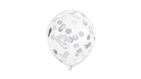 Balloner m/ Konfetti - Circles - Slv - 30 cm - 6 stk./ps
