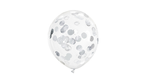 Balloner m/ Konfetti - Circles - Silver - 30 cm - 6 stk./ps