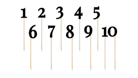 Bordnumre - Sort - indeholder 1-10
