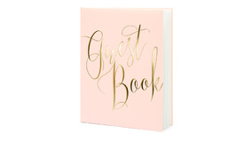 Gstebog - Powder Pink m/ Guld inskription - Guest Book