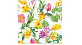 Servietter - 33x33 - Tulipaner og pskeliljer