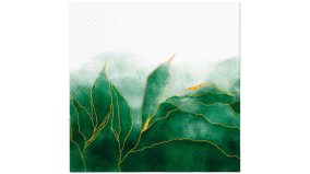 Servietter - 33x33 - Grnne blade m. guld