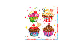 Servietter - 33x33 - Cupcakes