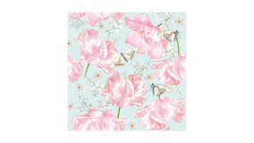 Servietter - 33x33 - Tulipaner og sommerfugle pink