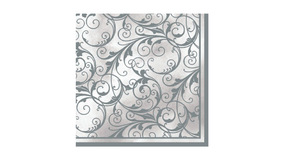 Servietter - 33x33 - Hvid/slv