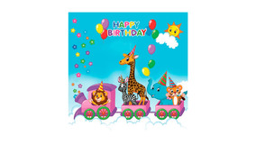 Servietter - 33x33 - Happy birthday tog med dyr