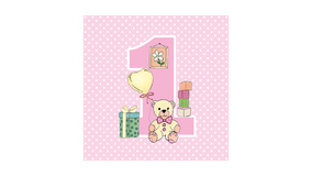 First Birthday with Teddy Pink - Servietter