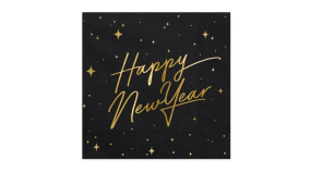 Servietter - 33x33 - Happy New Year - Sort