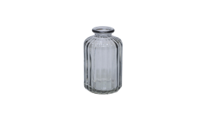 Glas Vase - 6x10 cm. - Grå Rillet