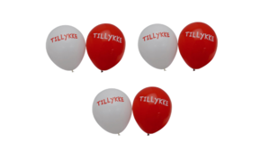 Balloner m/ Tillykke - 25 cm -Rød/Hvid- 6 stk./ps